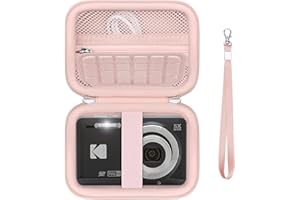Supmay Digitalkamerahülle kompatibel mit Kodak Pixpro FZ55 FZ45 Megapixel Digitalkamera, Vlogging Kamera Speicherhalter Reisetasche mit Mesh Tasche für Batterie, USB-Kabel, SD-Karte, Rosa