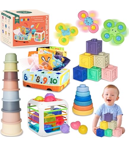 NLMWTI Giochi Montessori 8 In 1 Giocattoli, Gioco Educativo Per Imparare Forme E Colori Con Cubo Attivita Sensoriale Bambini Regalo Bambina Legno Colori Per Bambini 1 2 3 Anni 0 1