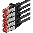 2m - Noir - 5 pièces - CAT6 Câble Ethernet Set - Câble Réseau RJ45 10/100 / 1000 Mo/s câble de Patch LAN Câble |Cat 6 S-FTP P