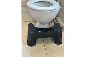 SEVEN4-UK Squatting Toilet Stool 7 inch Non-Slip Bathroom Step Stool Relieves Constipation, Bloating,Aligns the Colon for Faster, Easier Relief,Proper Toilet Posture for Healthier Results (BLACK)
