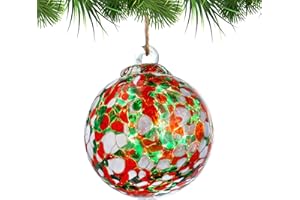 QFKRIS Hand Blown Glass Gazing Balls for Garden Hanging Friendship Balls Christmas Ball Ornaments for Xmas Tree Decoration (Red - C)