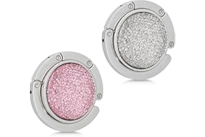 kwmobile 2 x wieszak na torebkę stołową - składany, antypoślizgowy haczyk do torebki, uchwyt do torebki, diament, czarny, biały, srebrny, Małe diamenty, różowe złoto, biały, srebrny, S, Uchwyt na