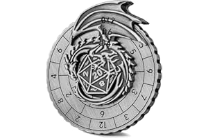 KELLER & WEBER DND Wheel Dice Spiner, Fingertip Gyro, 7-in-1 Fly Dragon Metal DND Dice, DND Starter Set, Fly Dragon Dice Spinner, D&D Gifts with Dragon Logo Gift Box, Role Playing Board Game Accessories, Silver