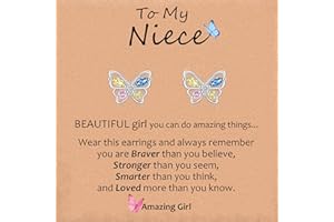 VYYU Girls Jewellery Gifts for Daughter/Granddaughter/Niece - Cute Butterfly Stud Earrings Kids Jewellery, Hypoallergenic Ear Studs Valentines Christmas Birthday Gifts for Kids