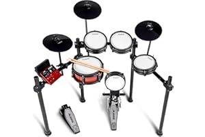 Alesis Nitro Pro E Schlagzeug mit leisen Dual Zone Mesh Pads, 500+ authentischen BFD-Sounds, Bluetooth, Drumeo, USB-MIDI, Double Kick kompatibel
