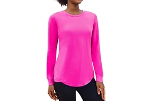 PINSPARK Haut d'entraînement à manches longues pour femme – T-shirt de yoga léger à col rond pour la gym, la course à pied, le sport d'automne
