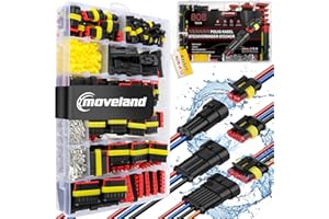 moveland 808 PCS Waterproof Automotive Electrical Connectors - Quick Superseal Connectors 1/2/3/4/5/5/6 Pin -Tight Car Plug Connector for Car, Boat, Motorbike(For Wire Diameter: 1.5mm², 300V, 12A)