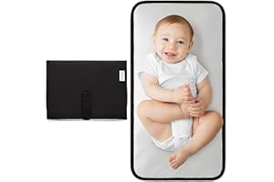 Comfy Cubs Baby Changing Mat Compact - Waterproof Nappy Change Mat with Soft Cushioning - Foldable, Travel-Friendly Design - Stylish Neutral Colours for Boys and Girls - Solid Black