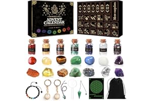 NLMWTI Calendario Adviento 2025 Minerales, Calendario Adviento Piedras, Calendario Adviento Piedras Preciosas de 24 Días Navidad con Piedras Preciosas y Cristales Natural para Adultos Mujer