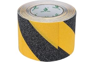 Bomei Pack - Strisce antiscivolo, 100 mm x 10 m, colore: Nero/Giallo