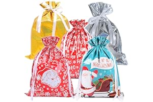 OTMVicor 5PCS Christmas Bags,58 * 43cm Christmas Drawstring Bags with 5 Designs,Drawstring Gift Bags for Party