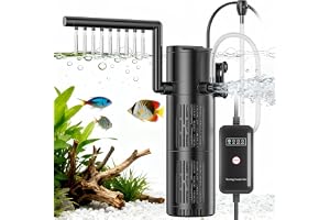 everfarel akvarium pump filterpump, 5-in-1 Akvariumfilter pump med UVC-klargörare 6W, Akvarium filterpump inklusive för 40-15