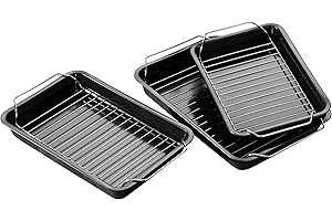 Premier Housewares 0204725 Set de 3 Plaque à Rôtir Antiadhésive avec des Grilles