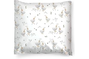 ‎PINKZEBRA PinkZebra Kopfkissenbezug Kinder, Kissenbezug 80 x 80 cm aus 100% Baumwolle, Kissenhülle Jungen, Öko-tex Standard 100, Kinderbezüge mit Reißverschluss, Gänschen