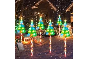 Christmas Decorations Outdoor 6 Pack, GEARLITE Bigger Brighter Solar Christmas Lights Outdoor with 102 LED, 8 Modes Solar Christmas Tree Candy Cane Lights for Pathway Yard Garden Outside