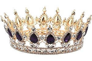 Salmue Corona da sposa, Accessori per Capelli di Nozze tiara Corona Rotonda fatti a Mano Sposa Prom Gioielli Corona di Nozze Tiara Tiara Strass, carnelian, Strass, Carnelian