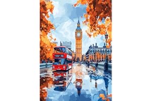 Bowetile 5D DIY Diamond Painting Art Kits Città, Kit di Pittura Diamante Auto per Adulti, Quadri Ricamati con Strass di Paesaggio per Principianti, Decorazione Murale per la Casa 30x40 cm