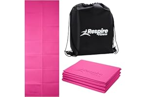 Respire Fitness Lightweight Foldable Yoga Mat for Travel - Non-Slip Portable Gym Mat for Women & Men. Soft, Supportive 3-Layers. Essential for Fitness, Training, Pilates, Exercise, Workout