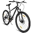 Geekay Speed 2.0 Multispeed 27.5T Mountain Bike for Men with 21 Speed Gears, 17 Inches Steel Frame, Front Suspension and Dual Disc Brakes, Ideal Rider Age 11+ Years - Matt Black