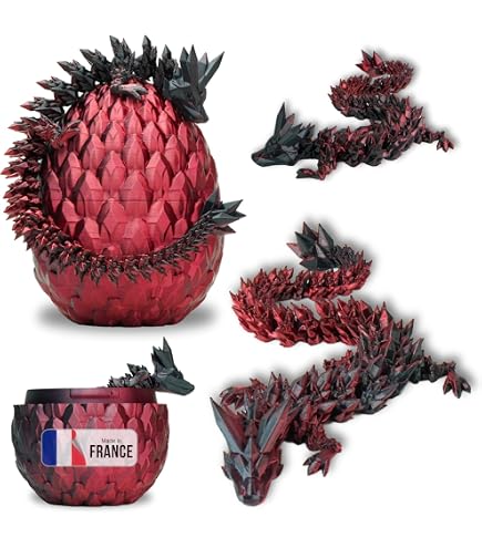 Œuf De Dragon Impression 3D | 2 Figurines Articulées, Décoration Bureau