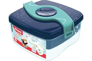 Maped Picnik Origins - Boîte à Déjeuner Repas Enfants Ouverture Facile - 2 Compartiments dont 1 Amovible - en Plastique Sans BPA ni Phtalates - Bleu Vert - 1,4L