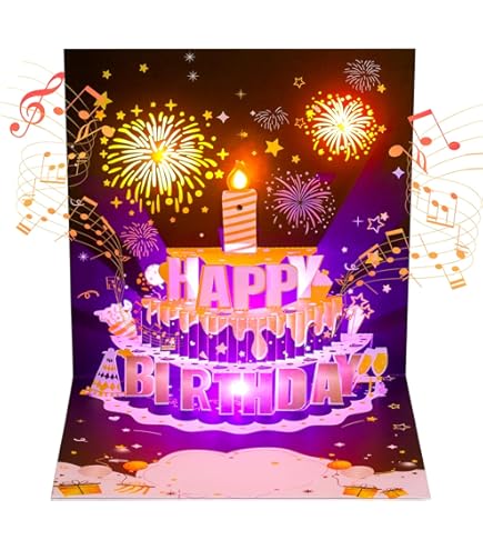 Biglietto Auguri Compleanno Pop Up 3D, Con Candela Luminosa Soffiabile - Foto 6