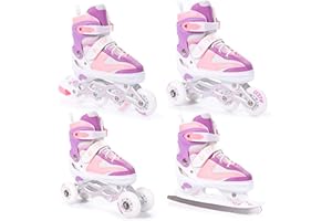‎BESTIF BESTIF Inliner für Kinder und Erwachsene Inline Skates 4in1 Rollschuhe Schlittschuhe Verstellbar