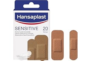 HANSAPLAST Sensitive Pansements hypoallergéniques peaux métisses (1 x 20 pces), Pansements universels respirants et résistants, Sparadrap prédécoupés pour peaux métisses