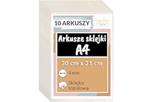 ‎CREATIVE DECO Creative Deco 10 x A4 Sklejka z Topoli | 300 x 210 x 4mm (+/- 2mm) | Płyty ze Sklejki do Majsterkowania i Prac Manualnych, Pirografii, Cięcia Laserem, Modelarstwa, Frezowania, Ploter CNC, Wyrzynarka