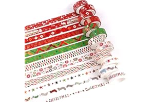 FRGASGDS Washi Tape Set,12 Rollen Weihnachten Washi Tape Set Masking Tape Dekoratives Klebeband Weihnachten Dekorativer Klebstoff Washi Masking Tape dekorative Washi Tape für Weihnachten Weihnachtsdekorationen