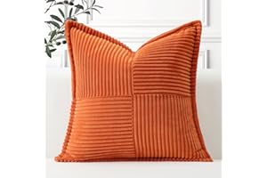Artscope Lot de 1 Housses de Coussin en Velours Côtelé Décoratif Canapé Taie d'oreiller Super Doux Decoration pour Maison Salon Chambre Canapé 40x40cm Orange Caramélisée