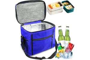 SUNSHINE SMILE Borsa Pranzo, Borsa Frigo da Picnic, Borsa da Picnic, Borsa Frigo Piccole Pieghevole, Borsa Isotermica da Pranzo, Borsa Termica per Barbecue, Campeggio, Viaggio (Blu)