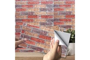 FRUNIMALL Selbstklebende 3D Tapete Kunstziegel Wandaufkleber Stickerei Wandpaneele DIY Wasserdicht Schaumstoff Dekoration Wandfliesen für Wohnzimmer Küche Zuhause 38x35cm (Mehrfarbig)