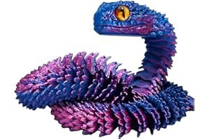 Vayfoni 3D Printed Snake Flexible Articulated Animal Model – Gradient Red Blue Snake Toy – Collectible 3D Printed Animals Decoration for Home and Office
