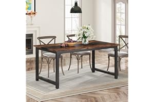 ‎TRIBESIGNS Tribesigns Esstisch, industrieller Küchentisch für 4–6 Personen, rechteckiger Esstisch für Esszimmer, Küche, Wohnzimmer, mit robusten Metallbeinen, rustikales Braun, 160 x 80 cm