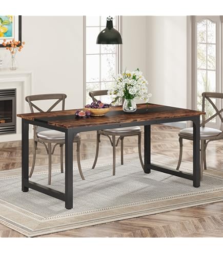 Table à Manger 180x90cm - Bois Massif De Palissandre Laqué (Smoked Oak