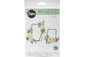 Sizzix 664377 Set di Fustelle Thinlits, Cornice Geo Floreale di Lisa Jones, Multicolore, Taglia unica, 12 pezzi
