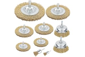 ONEINHE 10 Pz Filo Ruota Tazza Spazzola Set Trapano, Ottone Rivestito Spazzola Trapano Attachment con 1/4-Inch Hex Shank Metal Brush Kit per la Rimozione Della Ruggine
