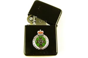 BRIGADE UK The Royal Green Jackets Deluxe Classic Black Veterans Lighter with Silver Plated badge
