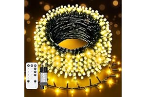 ACICILI Guirlande Lumineuse Extérieure 20M 200LED, IP44 Étanche avec Télécommande et Mémoire, 8 Modes et Minuterie, Blanc Chaud pour Jardin Mariage Noël Fêtes