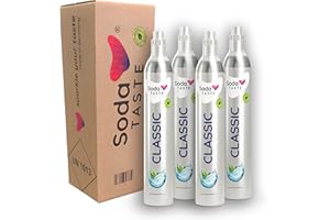 SodaTASTE CO2-Zylinder tauschen 4er-Pack (Refill) für Wassersprudler, Classic, für bis zu 240l Sprudelwasser (ACHTUNG: 4 leere Zylinder nötig)