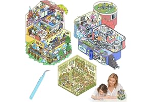 TBLMPNE 3 Sets 3D Large Sticker Scene,Sticker Therapy,3D Giant House Sticker Set,Funny Cartoon Scene Stickers with Tweezers,Forest Tree House, Canned Apartment, Panda Dessert Shop (Super Large Edition)