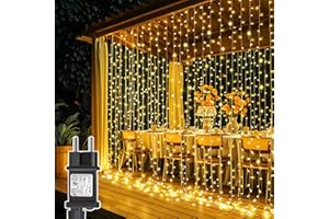 Joycome Guirlande Lumineuse 3m x 3m 300 LED Rideau Lumineux Noël avec Transformateur, Timer, 8 Modes Étanche Rideau Lumineuse pour Noël Chambre Fenêtre Mariage Extérieur Interieur Décorations