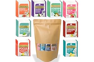 LAIZY STUFF Superblends Assortment Twinings Tea Bags - 32 pcs Variety Pack, 8 Delicious Flavours Mixed Include Digest, Turmeric, Balance, Focus, Sleep, Detox, Metabolism and Glow Tea Bags