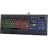 LYCANDER Gaming Keyboard UK, Wired USB Keyboard - 19 anti-ghosting keys, 1.8m cable, rainbow backlight