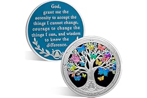 ACGZQY Jeton de sobriété de 2 mois, arbre de vie - Pièce de monnaie colorée papillon AA et médaillons vintage AA NA Sober Anniversaire Token Cadeaux Narcotiques Alcooliques Anonymous Recovery
