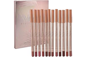 FYEARFLY Lipliner Set, Hochpigmentierter Lippenkonturenstift, 0,8 GX12 Stück Lipliner Set Wischfest Langlebig Hochpigmentiert Tragbarer Lippen Make up Stift für den Täglichen Gebrauch