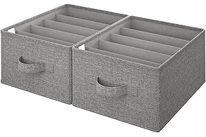 GRANNY SAYS Organisateurs Armoire Vetement, Lot de 2 Boites de Rangement Tissu, Organisateur Armoire Rangement pour Tee Shirt Pantalon, Rangement Dressing pour Vêtements et Penderies, Gris Foncé