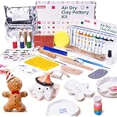 Fiestajaja - Air Drying Clay Kit for Adults, Ceramic Kit for Beginners, 48 Pieces with Paints, Stamps, Tools and Step-by-Step