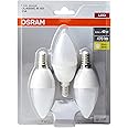 Osram Lampadine LED Candela, 5W Equivalenti 40W, Attacco E14, Luce Calda 2700K, Confezione da 3